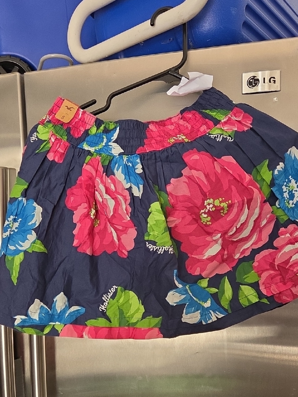Floral Navy Mini Skirt with Pink & Blue Blooms